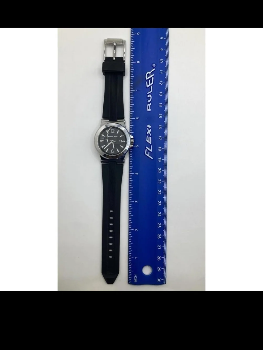 Michael Kors Women's Silver Case Black Dial Watch with Black Strap - Picture 4 of 5